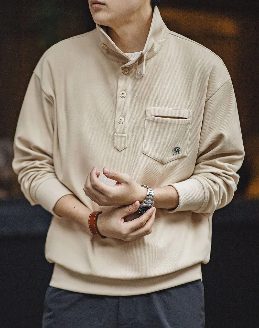 American Polo Half-Front Collar Lazy Knitted Men's Sweater