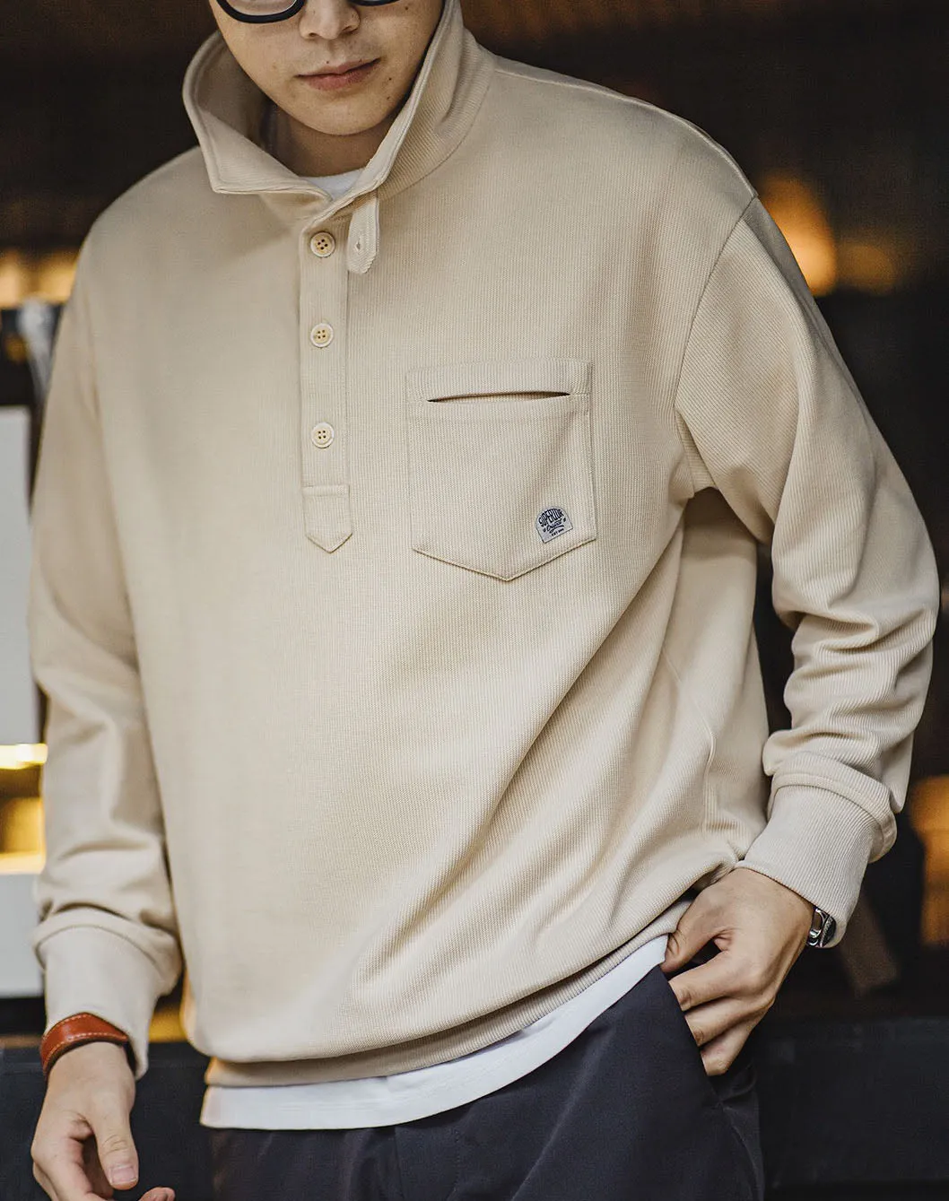 American Polo Half-Front Collar Lazy Knitted Men's Sweater
