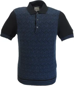 Ben Sherman Black Knitted Jacquard Mod Polo Shirt