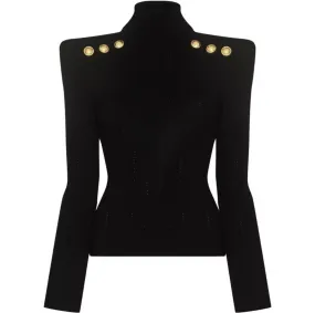 Black Knit Turtleneck Top