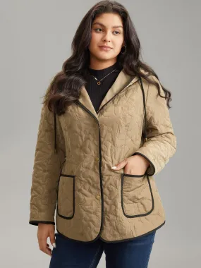 Contrast Trim Drawstring Quilted Padded Jacket