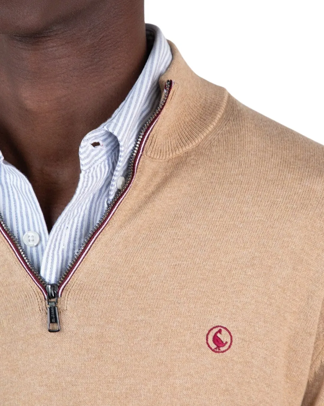 El Ganso Camel Jersey Half Zip Jumper
