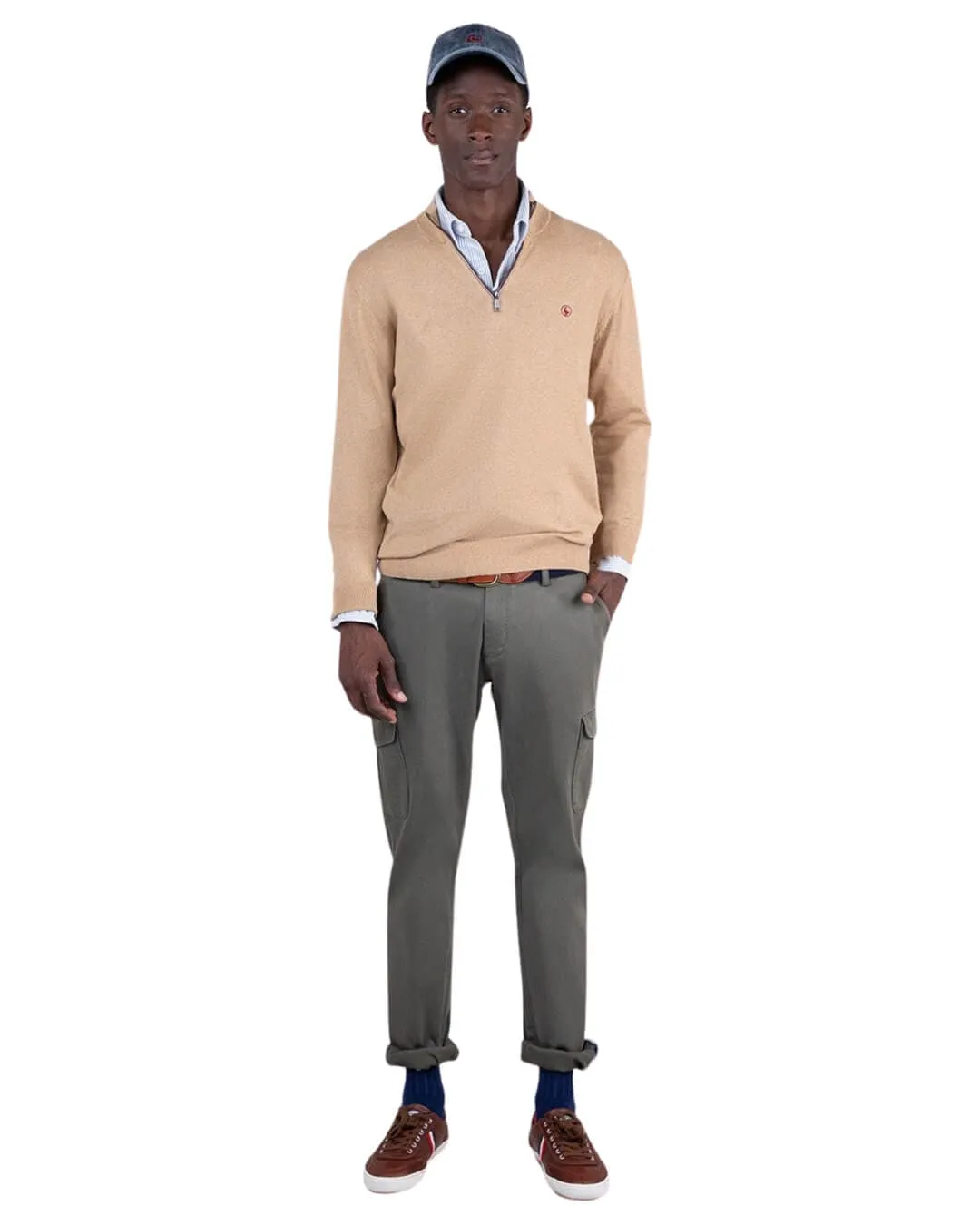 El Ganso Camel Jersey Half Zip Jumper