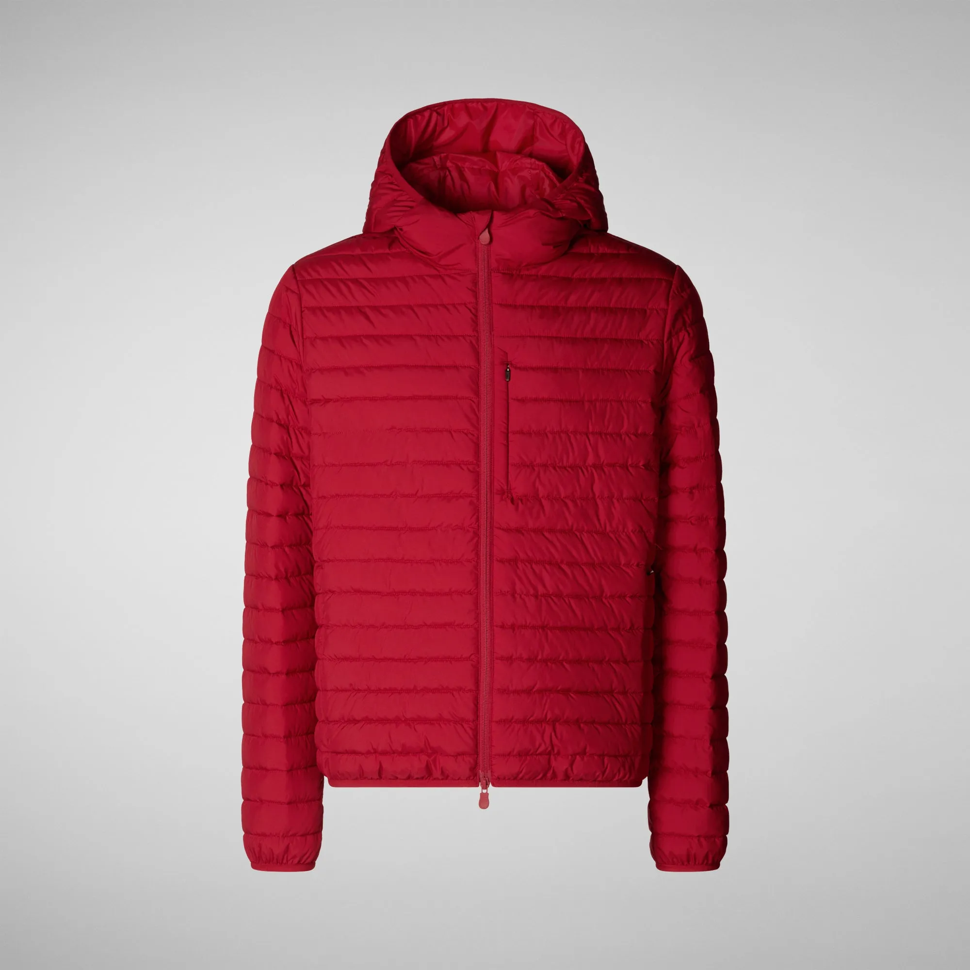 Man's  hooded animal free puffer jacket cael in dark red