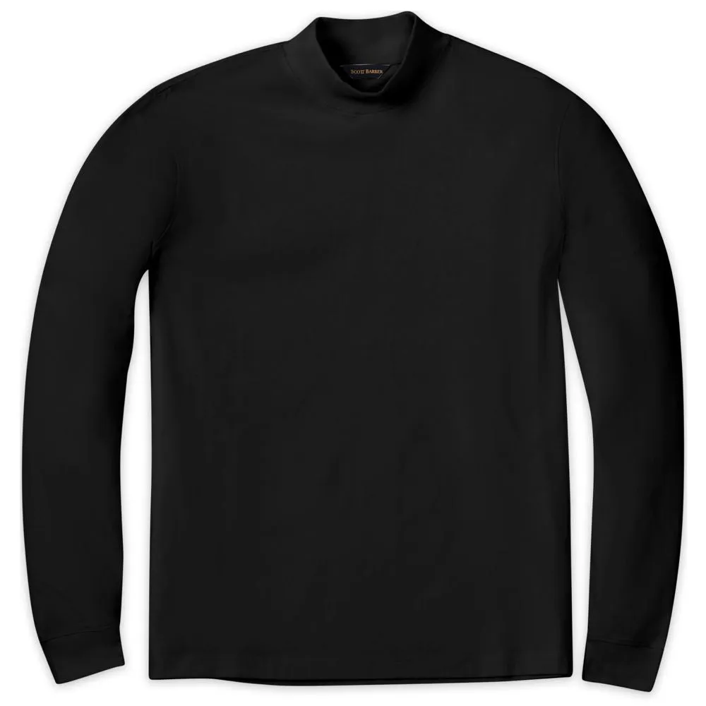 Peruvian Pima Cotton Mock Turtleneck in Black by Scott Barber