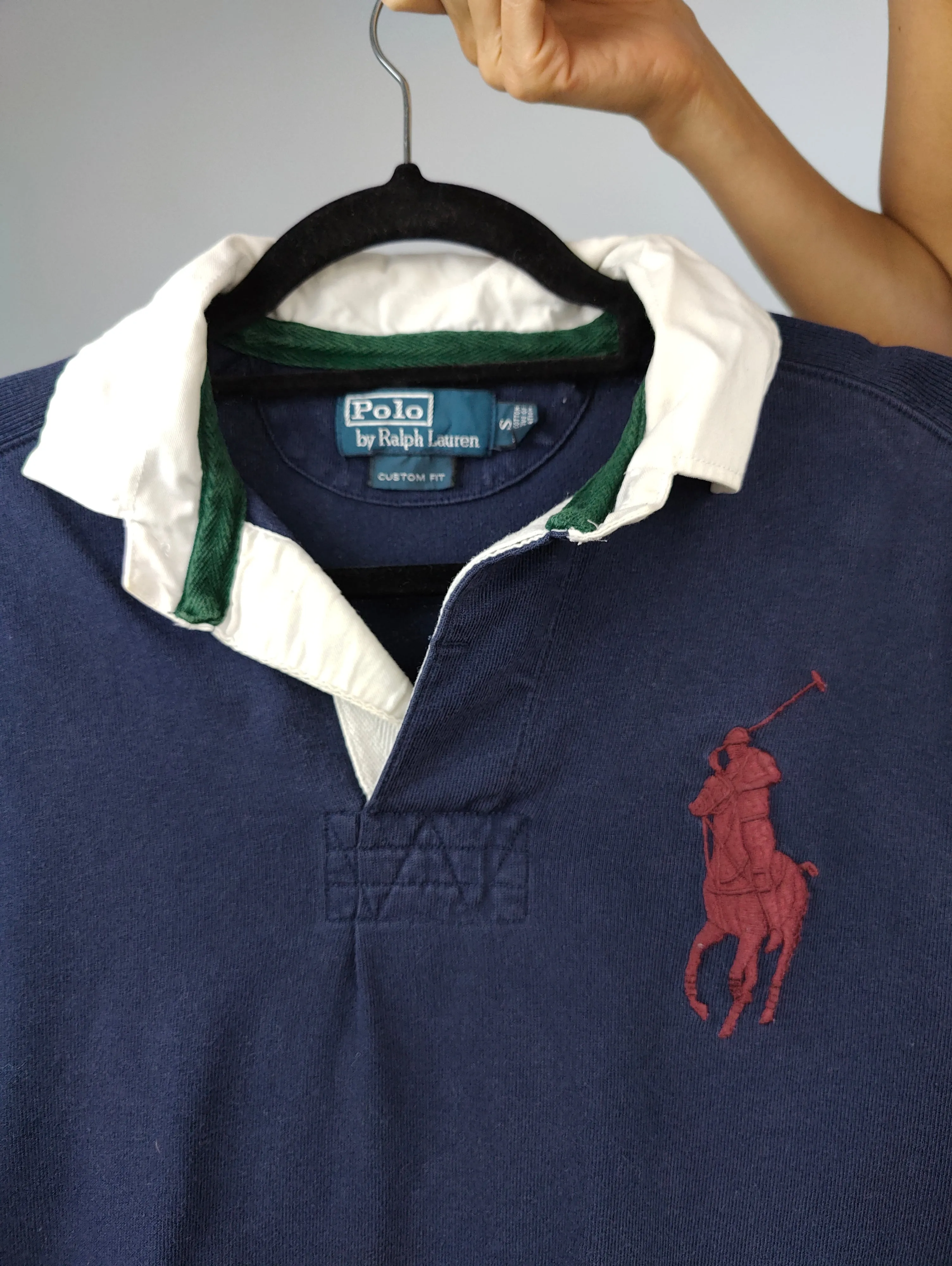 Vintage Ralph Lauren polo shirt long sleeve navy blue cotton number 2 sweater women M men S