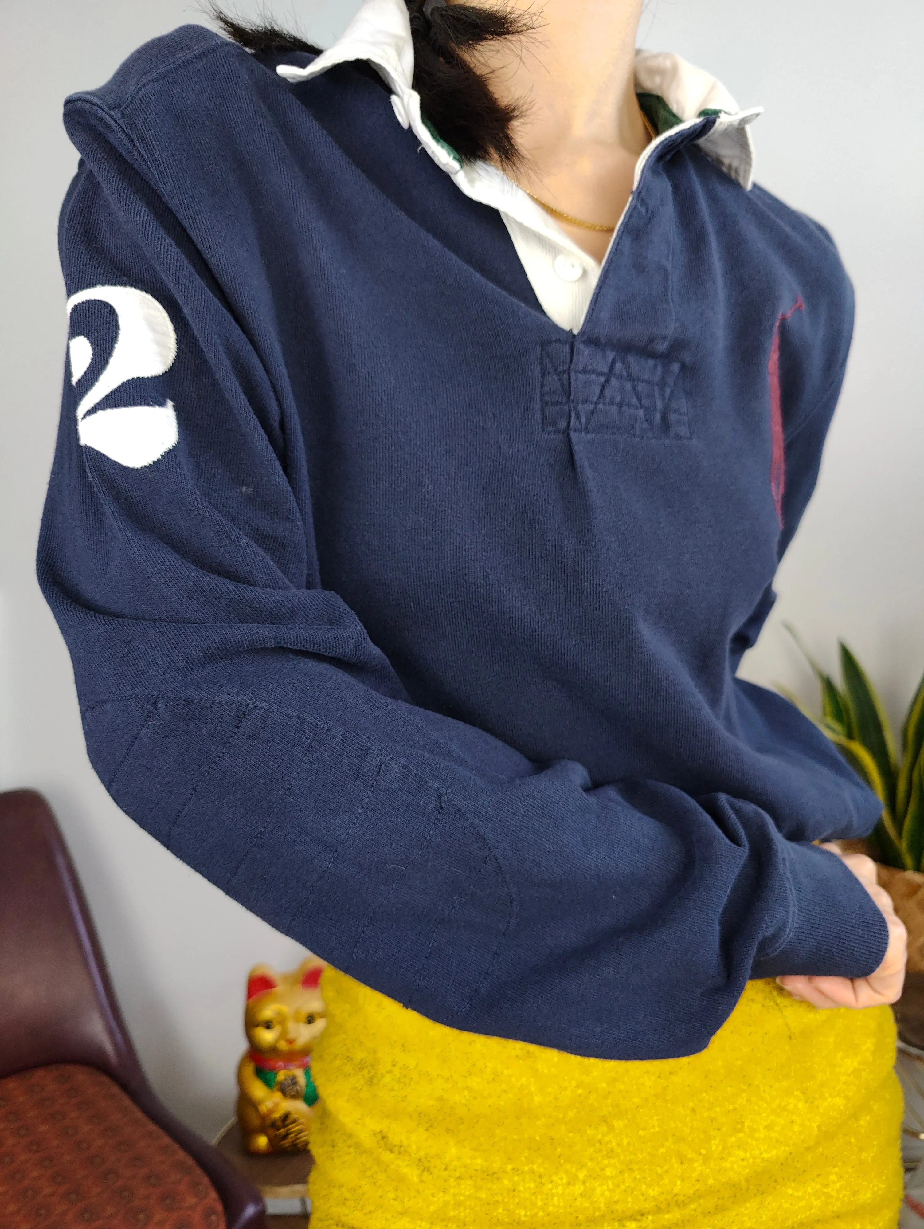 Vintage Ralph Lauren polo shirt long sleeve navy blue cotton number 2 sweater women M men S