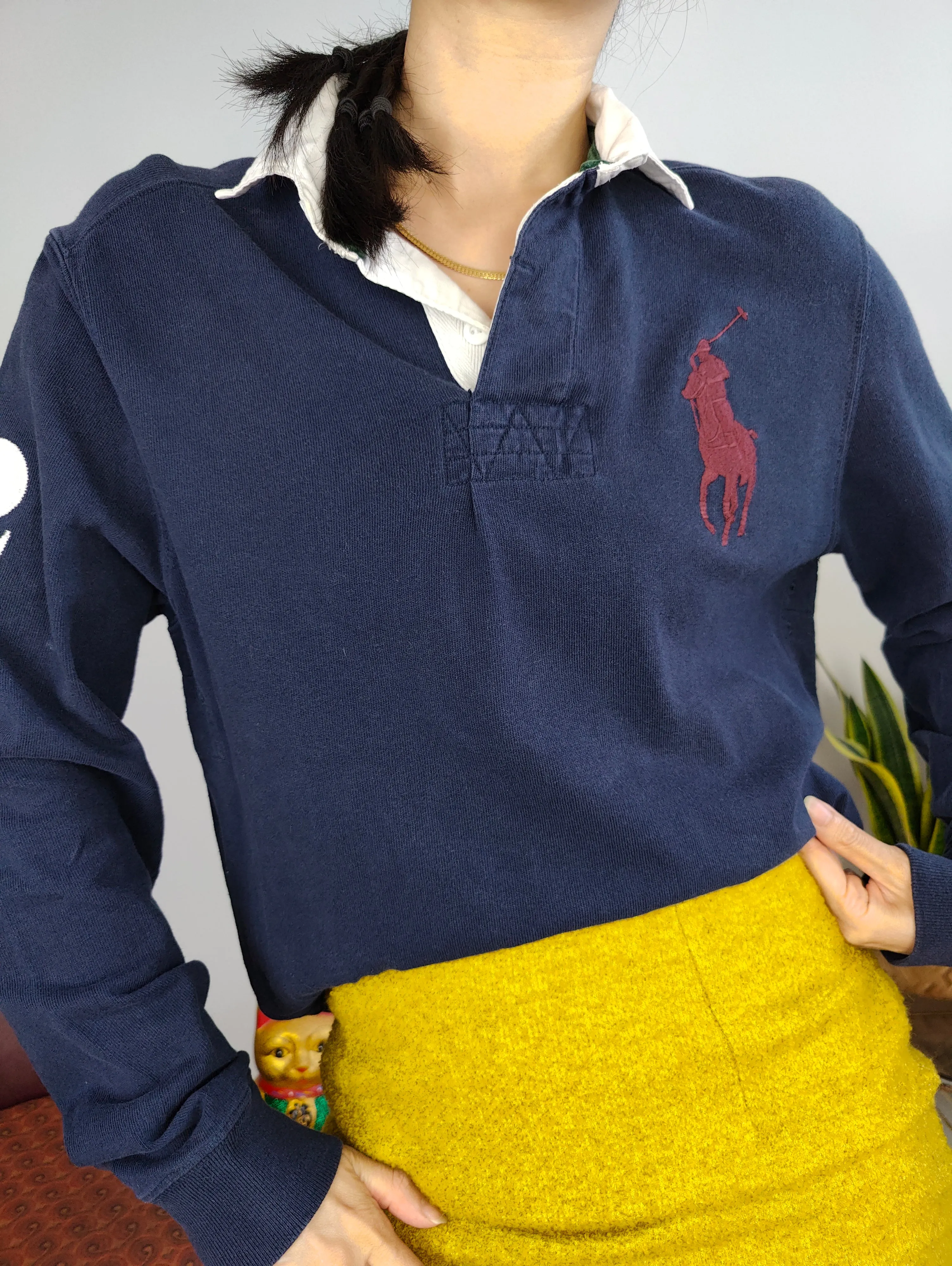 Vintage Ralph Lauren polo shirt long sleeve navy blue cotton number 2 sweater women M men S
