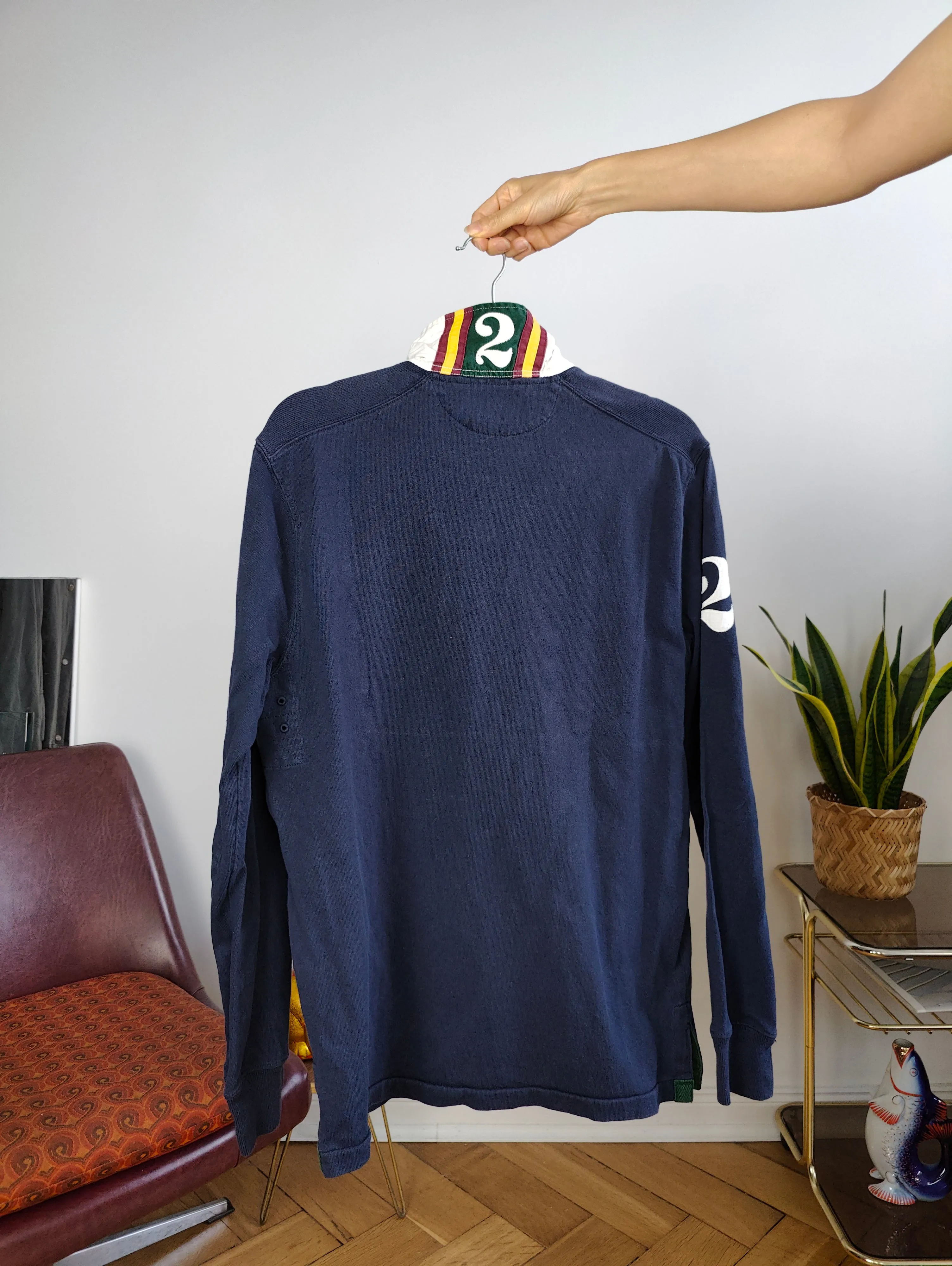 Vintage Ralph Lauren polo shirt long sleeve navy blue cotton number 2 sweater women M men S