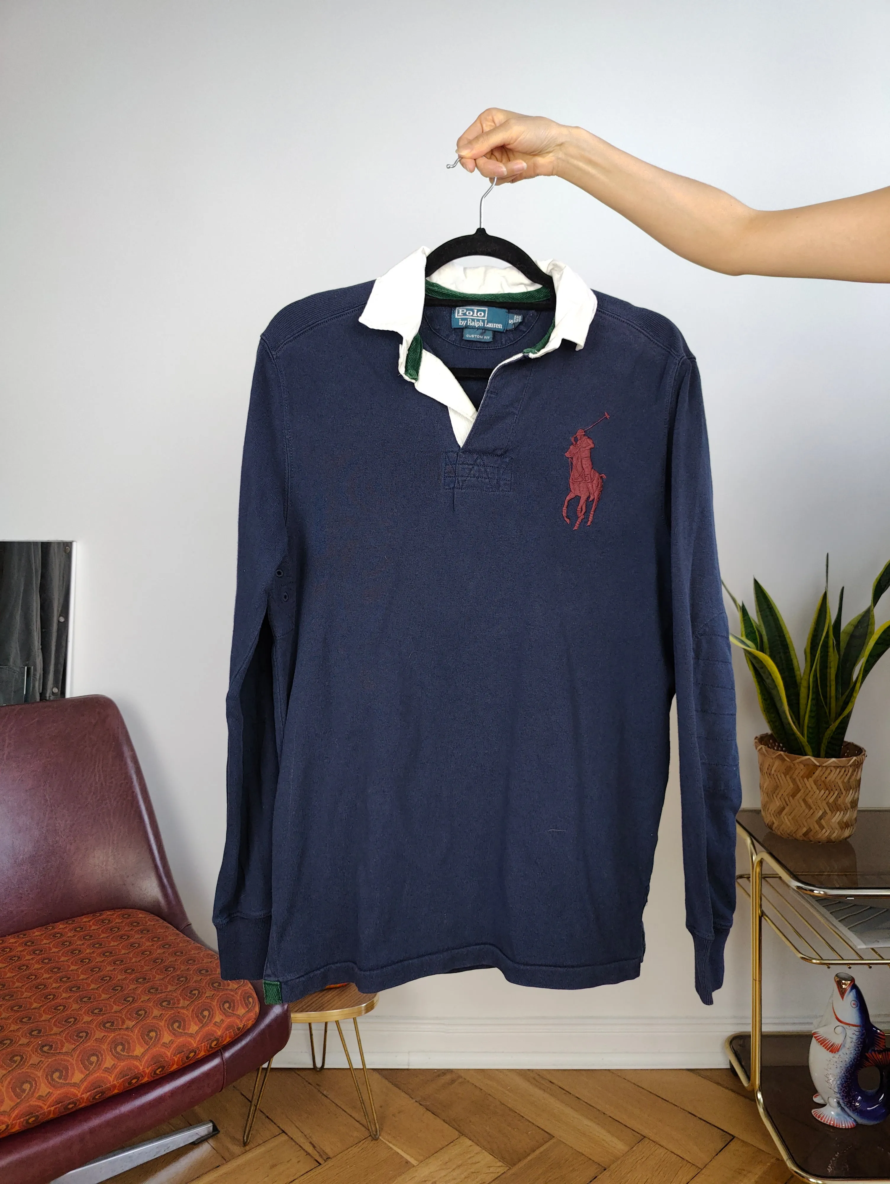Vintage Ralph Lauren polo shirt long sleeve navy blue cotton number 2 sweater women M men S