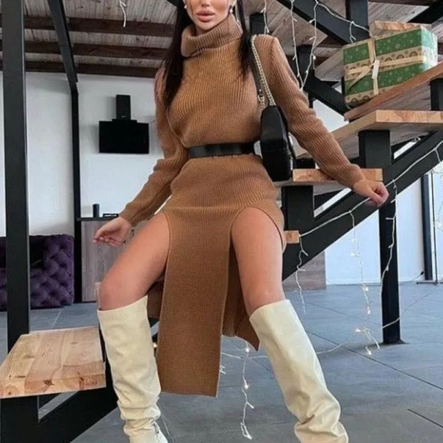 Y2K TURTLENECK KNITTED DRESS