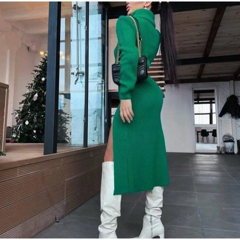 Y2K TURTLENECK KNITTED DRESS