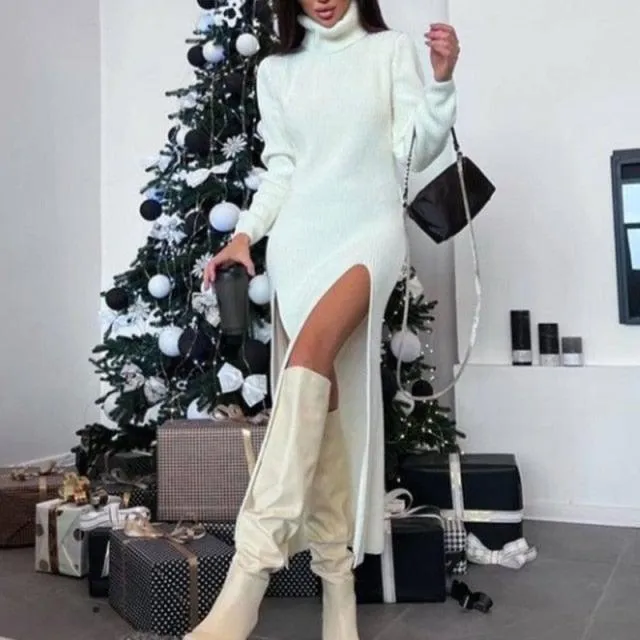 Y2K TURTLENECK KNITTED DRESS