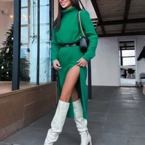 Y2K TURTLENECK KNITTED DRESS